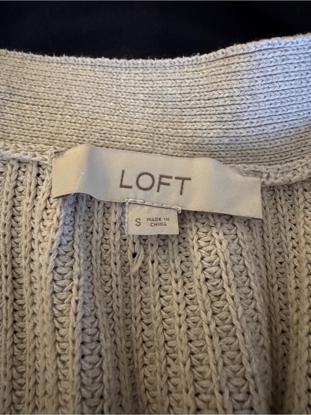 LOFT Cream Ribbed Button-Front Cardigan - Picture 5 of 5
